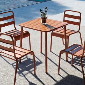 English Elm Sera outdoor square table - waterproof metal courtyard bistro table for balcony, villa, versatile seating Light Brick Red W3318P308271