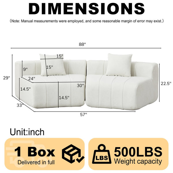 English Elm Chenille Modular Curved Sectional Sofa with Sculptural Piano Key Design and Four Throw Pillows W834S00576