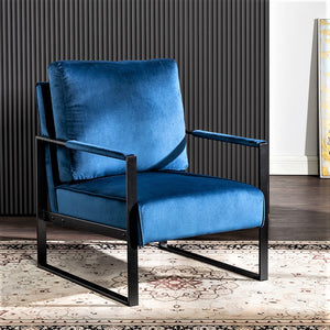 English Elm Classic Mid Century Modern Accent Chair – Plush Velvet Upholstered Armchair In Blue For Any Space B2735P256736