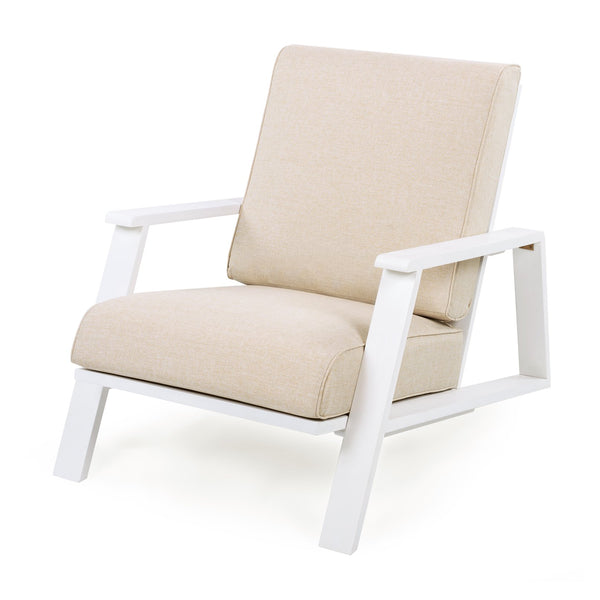 English Elm Christopher Knight Home® - Patio Lounge Chair Set Of 2 - Stylish White Acacia Wood Frame & Weather-Resistant Beige Cushions N779P291591W-2