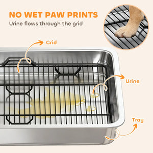 English Elm Dog Potty Tray Stainless Steel with Elevated Grate for Indoor Outdoor Balcony Use T3971P414993