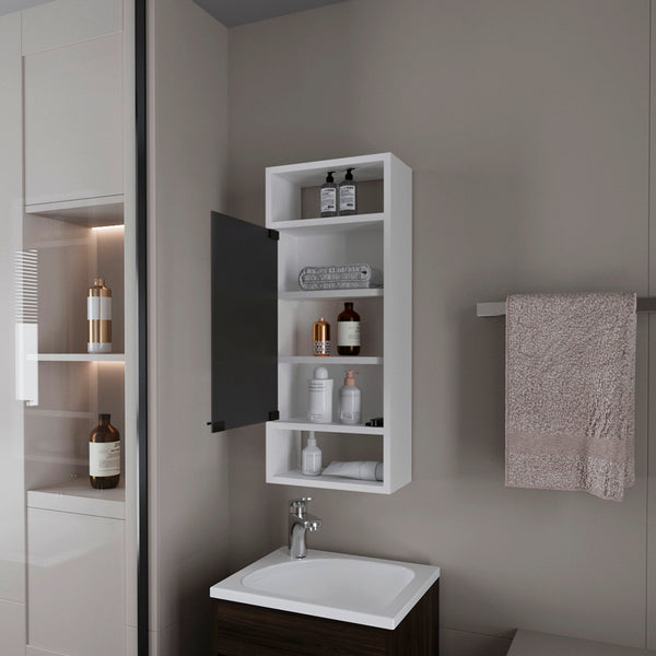 English Elm Amory Mirrored Medicine Cabinet White – Durable Engineered Wood, Slim 33.5" x 17" Wall Mount, Modern Bathroom Storage B092P315583