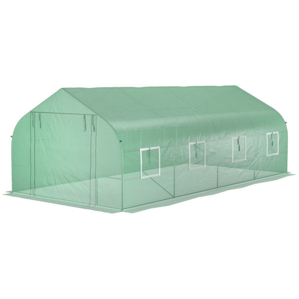English Elm Outsunny Walk-in Tunnel Greenhouse Steel Hoop Frame with Mesh Ventilation Garden W2225P217789
