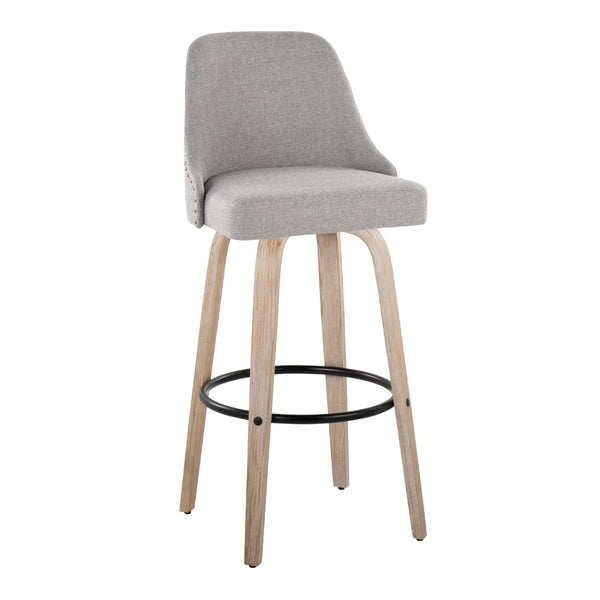 English Elm 30" Swivel Barstools Set of 2 Walnut Bentwood Faux Leather Chrome Nailhead Bar Height B202S01945