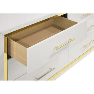 English Elm Chesney White 6-Drawer Dresser With Gold Trim - Modern Glam Storage For Stylish Bedroom Organization B062P353275