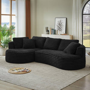 English Elm Modern Curved L-Shape Sectional Sofa: Oversized Sleeper Couch For Stylish Living Rooms & Apartments W2339S00088