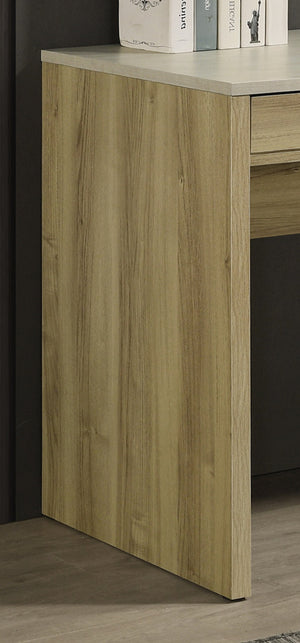 English Elm 1pc Modern Rustic Desk with Dual Drawers, Spacious 47.9"W Workstation, Textured Finish & Metal Handles Driftwood 25.7 L x 51.1 W x 10.8 H B011P378478