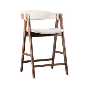 English Elm Mid-Century Upholstered Side Chair Pair with Rubberwood Frame, Curved Backrest and Cozy Seat Cushioning Beige,Walnut 34 L x 23 W x 13 H B2741P406187