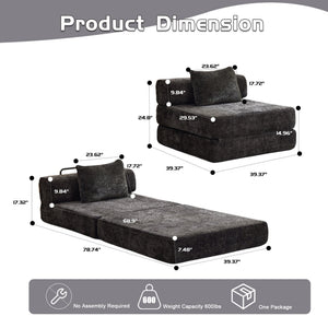 English Elm Compression Convertible Floor Sofa Bed - Versatile Modular Seating & Sleeping Solution In Black W3723P345653