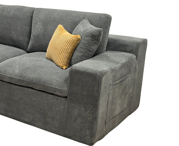 English Elm Coffee-bean Curved Sectional Sofa Sculptural Pod Cushions for Modern Living Rooms B2748S00063