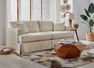 Fusion Sutton Sand Slip Cover Sofa - Plush Comfort With Removable Washable Cover For Easy Maintenance Sand W ,100% Cotton 9900-00 Sutton Sand Slip Cover Sofa