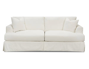 Fusion Sutton Snow Slip Cover Loveseat - Plush Comfort, Removable Washable Cover, Stylish Flared Arms White W ,100% Cotton 9900-01 Sutton Snow Slip Cover Loveseat