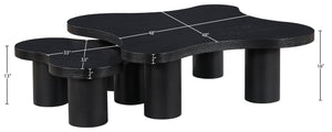 Meridian Furniture Cove Art Deco Sculptural Oak Veneer Coffee Table with Tiered Curves for Modern Living Rooms Black 2pc Set - 48" W x 48" D x 16" H 99000Black-CT-2PC