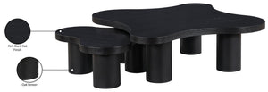 Meridian Furniture Cove Art Deco Sculptural Oak Veneer Coffee Table with Tiered Curves for Modern Living Rooms Black 2pc Set - 48" W x 48" D x 16" H 99000Black-CT-2PC