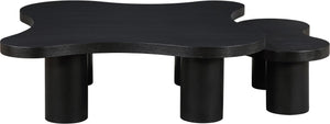Meridian Furniture Cove Art Deco Sculptural Oak Veneer Coffee Table with Tiered Curves for Modern Living Rooms Black 2pc Set - 48" W x 48" D x 16" H 99000Black-CT-2PC