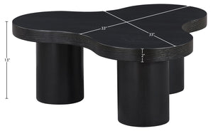 Meridian Furniture Cove Art Deco Sculptural Oak Veneer Coffee Table with Tiered Curves for Modern Living Rooms Black 33" W x 33" D x 13" H 99000Black-CT13