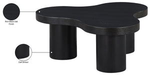 Meridian Furniture Cove Art Deco Sculptural Oak Veneer Coffee Table with Tiered Curves for Modern Living Rooms Black 33" W x 33" D x 13" H 99000Black-CT13