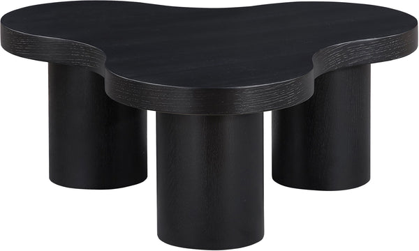 Meridian Furniture Cove Art Deco Sculptural Oak Veneer Coffee Table with Tiered Curves for Modern Living Rooms Black 33" W x 33" D x 13" H 99000Black-CT13