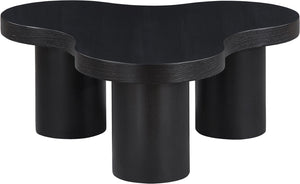 Meridian Furniture Cove Art Deco Sculptural Oak Veneer Coffee Table with Tiered Curves for Modern Living Rooms Black 33" W x 33" D x 13" H 99000Black-CT13