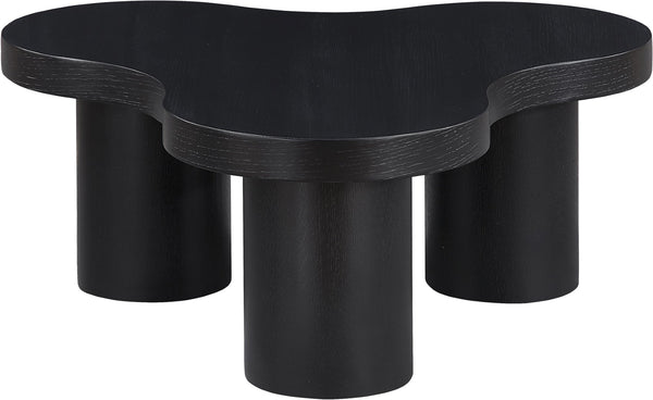 Meridian Furniture Cove Art Deco Sculptural Oak Veneer Coffee Table with Tiered Curves for Modern Living Rooms Black 33" W x 33" D x 13" H 99000Black-CT13