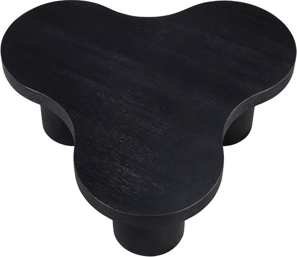 Meridian Furniture Cove Art Deco Sculptural Oak Veneer Coffee Table with Tiered Curves for Modern Living Rooms Black 33" W x 33" D x 13" H 99000Black-CT13
