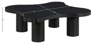 Meridian Furniture Cove Art Deco Sculptural Oak Veneer Coffee Table with Tiered Curves for Modern Living Rooms Black 48" W x 48" D x 16" H 99000Black-CT16