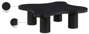 Meridian Furniture Cove Art Deco Sculptural Oak Veneer Coffee Table with Tiered Curves for Modern Living Rooms Black 48" W x 48" D x 16" H 99000Black-CT16