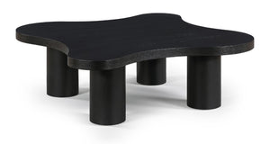 Meridian Furniture Cove Art Deco Sculptural Oak Veneer Coffee Table with Tiered Curves for Modern Living Rooms Black 48" W x 48" D x 16" H 99000Black-CT16