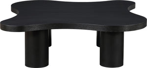Meridian Furniture Cove Art Deco Sculptural Oak Veneer Coffee Table with Tiered Curves for Modern Living Rooms Black 48" W x 48" D x 16" H 99000Black-CT16