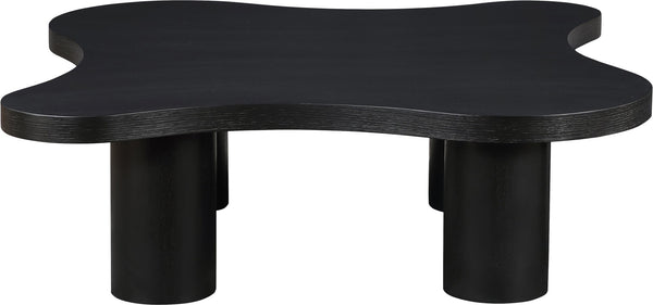 Meridian Furniture Cove Art Deco Sculptural Oak Veneer Coffee Table with Tiered Curves for Modern Living Rooms Black 48" W x 48" D x 16" H 99000Black-CT16