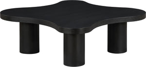 Meridian Furniture Cove Art Deco Sculptural Oak Veneer Coffee Table with Tiered Curves for Modern Living Rooms Black 48" W x 48" D x 16" H 99000Black-CT16