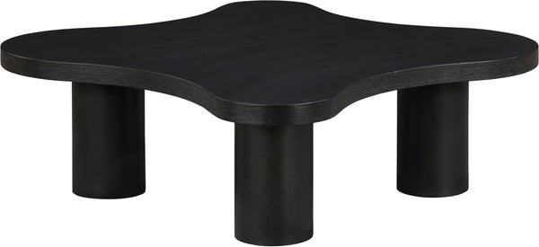 Meridian Furniture Cove Art Deco Sculptural Oak Veneer Coffee Table with Tiered Curves for Modern Living Rooms Black 48" W x 48" D x 16" H 99000Black-CT16