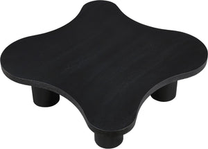 Meridian Furniture Cove Art Deco Sculptural Oak Veneer Coffee Table with Tiered Curves for Modern Living Rooms Black 48" W x 48" D x 16" H 99000Black-CT16