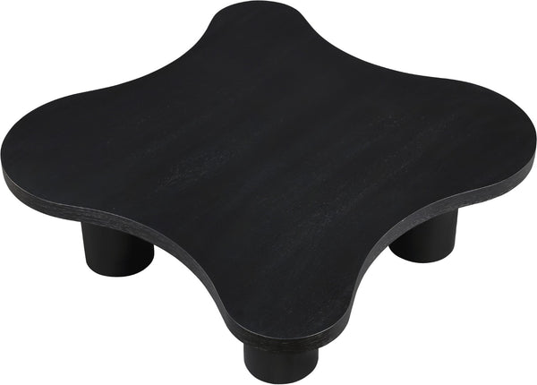 Meridian Furniture Cove Art Deco Sculptural Oak Veneer Coffee Table with Tiered Curves for Modern Living Rooms Black 48" W x 48" D x 16" H 99000Black-CT16