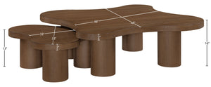Meridian Furniture Cove Art Deco Sculptural Oak Veneer Coffee Table with Tiered Curves for Modern Living Rooms Brown Walnut 2pc Set - 48" W x 48" D x 16" H 99000Brown-CT-2PC