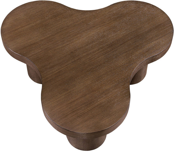 Meridian Furniture Cove Art Deco Sculptural Oak Veneer Coffee Table with Tiered Curves for Modern Living Rooms Brown Walnut 33" W x 33" D x 13" H 99000Brown-CT13