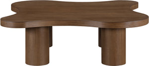 Meridian Furniture Cove Art Deco Sculptural Oak Veneer Coffee Table with Tiered Curves for Modern Living Rooms Brown Walnut 48" W x 48" D x 16" H 99000Brown-CT16