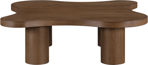 Meridian Furniture Cove Art Deco Sculptural Oak Veneer Coffee Table with Tiered Curves for Modern Living Rooms Brown Walnut 48" W x 48" D x 16" H 99000Brown-CT16