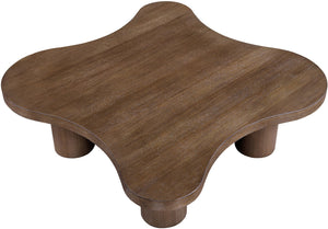 Meridian Furniture Cove Art Deco Sculptural Oak Veneer Coffee Table with Tiered Curves for Modern Living Rooms Brown Walnut 48" W x 48" D x 16" H 99000Brown-CT16