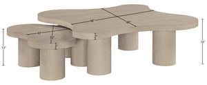 Meridian Furniture Cove Art Deco Sculptural Oak Veneer Coffee Table with Tiered Curves for Modern Living Rooms Natural 2pc Set - 48" W x 48" D x 16" H 99000Natural-CT-2PC