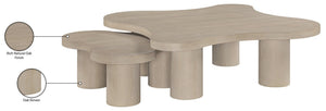 Meridian Furniture Cove Art Deco Sculptural Oak Veneer Coffee Table with Tiered Curves for Modern Living Rooms Natural 2pc Set - 48" W x 48" D x 16" H 99000Natural-CT-2PC