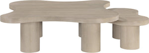 Meridian Furniture Cove Art Deco Sculptural Oak Veneer Coffee Table with Tiered Curves for Modern Living Rooms Natural 2pc Set - 48" W x 48" D x 16" H 99000Natural-CT-2PC