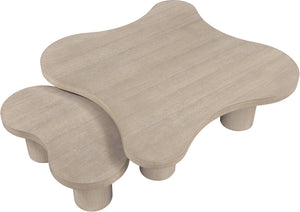 Meridian Furniture Cove Art Deco Sculptural Oak Veneer Coffee Table with Tiered Curves for Modern Living Rooms Natural 2pc Set - 48" W x 48" D x 16" H 99000Natural-CT-2PC