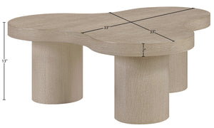 Meridian Furniture Cove Art Deco Sculptural Oak Veneer Coffee Table with Tiered Curves for Modern Living Rooms Natural 33" W x 33" D x 13" H 99000Natural-CT13