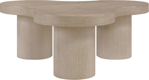 Meridian Furniture Cove Art Deco Sculptural Oak Veneer Coffee Table with Tiered Curves for Modern Living Rooms Natural 33" W x 33" D x 13" H 99000Natural-CT13