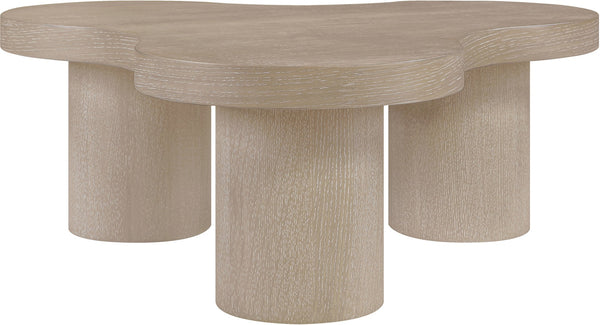 Meridian Furniture Cove Art Deco Sculptural Oak Veneer Coffee Table with Tiered Curves for Modern Living Rooms Natural 33" W x 33" D x 13" H 99000Natural-CT13
