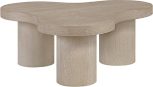 Meridian Furniture Cove Art Deco Sculptural Oak Veneer Coffee Table with Tiered Curves for Modern Living Rooms Natural 33" W x 33" D x 13" H 99000Natural-CT13