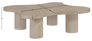Meridian Furniture Cove Art Deco Sculptural Oak Veneer Coffee Table with Tiered Curves for Modern Living Rooms Natural 48" W x 48" D x 16" H 99000Natural-CT16