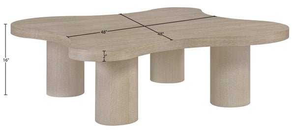 Meridian Furniture Cove Art Deco Sculptural Oak Veneer Coffee Table with Tiered Curves for Modern Living Rooms Natural 48" W x 48" D x 16" H 99000Natural-CT16