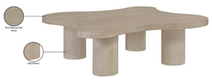 Meridian Furniture Cove Art Deco Sculptural Oak Veneer Coffee Table with Tiered Curves for Modern Living Rooms Natural 48" W x 48" D x 16" H 99000Natural-CT16